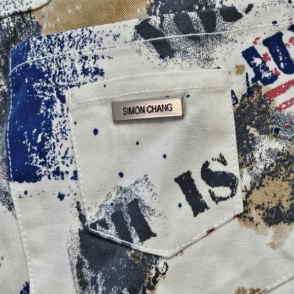 Simon Chang Graffiti Jeans Multicolored 97% Cotton 3% Spandex Sz 6 - Picture 5 of 8